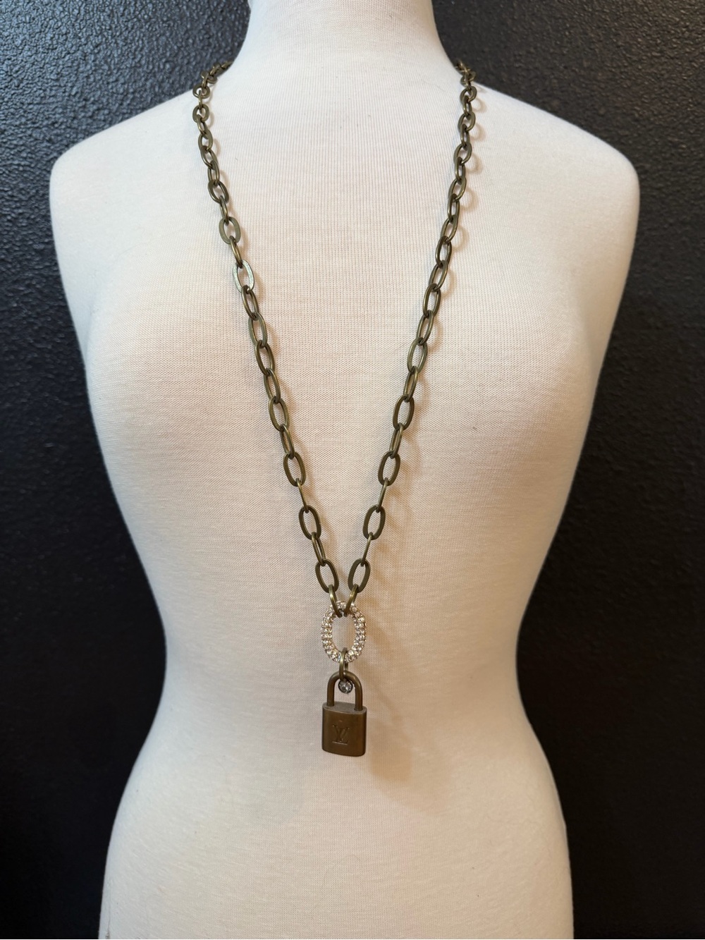 Louis Vuitton Padlock Pendant Necklace with Crystal Ring,  Lock #347